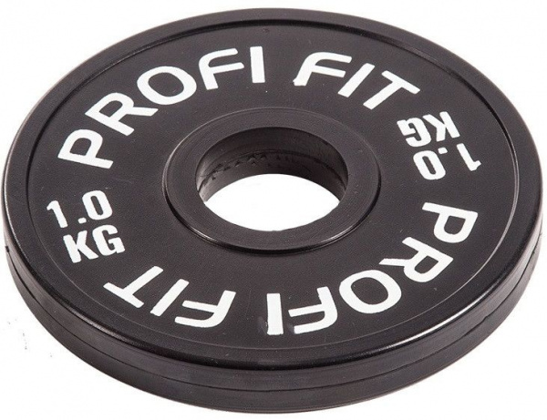 Диск для штанги каучуковый, черный D51 мм PROFI-FIT 1 кг